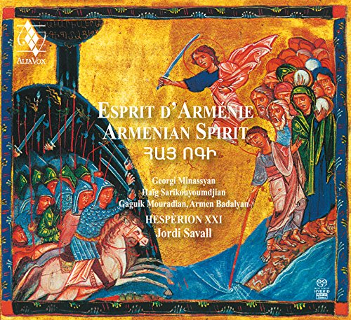 CD cover: Medieval Armenian illuminated manuscript depicting angels and warriors.