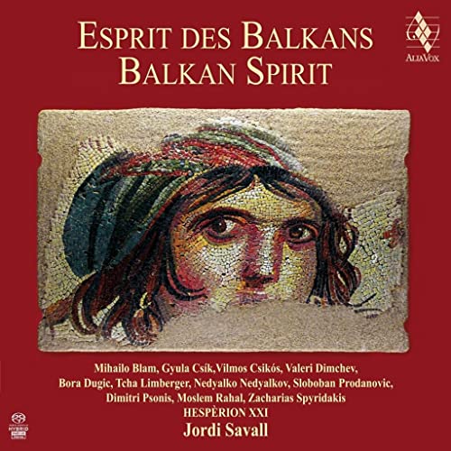 CD cover with red background featuring a mosaic portrait and text in white.