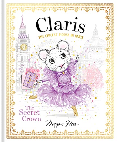 Book cover: illustrated mouse in purple dress with shopping bag, Paris background.