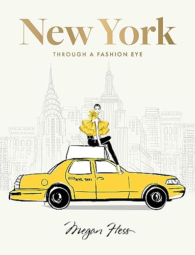 Fashion illustration of a woman in a yellow top sitting on a yellow taxi.