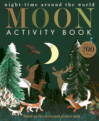 Cover of Moon Activity Book featuring a nocturnal forest scene with animals and moon.