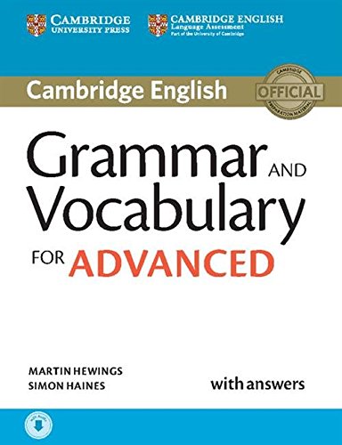 Front cover of the Cambridge Grammar and Vocabulary for Advanced textbook with white background.