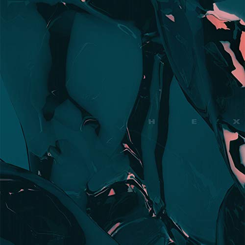 Abstract dark teal and pink album cover with the letters “HEX”.