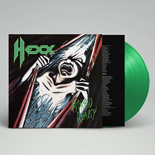 Hexx “Morbid Reality” vinyl record with distressed, screaming cover art.