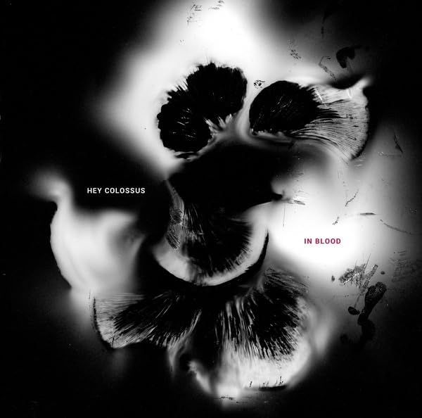 Hey Colossus “In Blood” CD cover: abstract black and white ink blot.