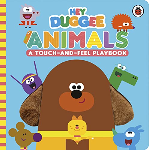 Cover of Hey Duggee Animals touch-and-feel book featuring Duggee and various cartoon animals.