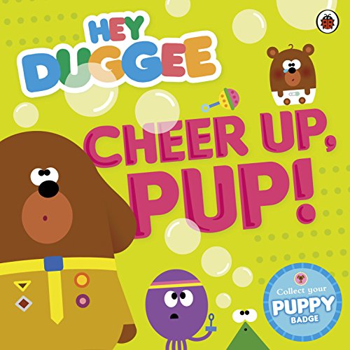 Hey Duggee book cover featuring Duggee, Betty, and Happy with bubbles.
