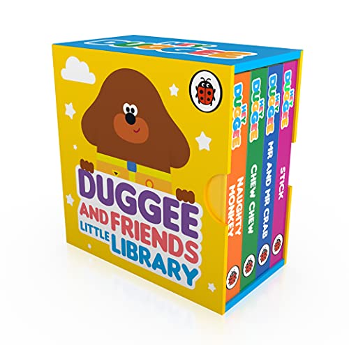 Hey Duggee and Friends Little Library box set containing four colorful small board books.