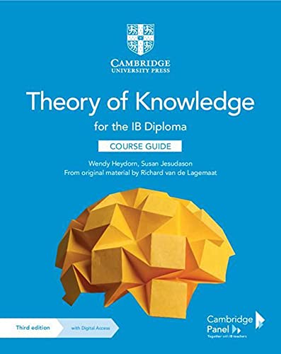Blue textbook cover for IB Theory of Knowledge, with origami brain image.