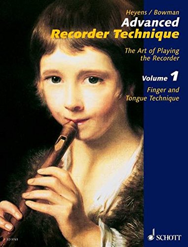 Book cover: young person playing a brown recorder, “Advanced Recorder Technique.”