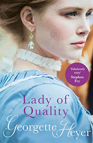 Regency romance novel cover featuring a woman in blue with ornate earrings.