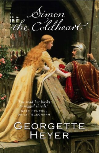 Book cover: a knight and woman in historical dress, ornate stone architecture.