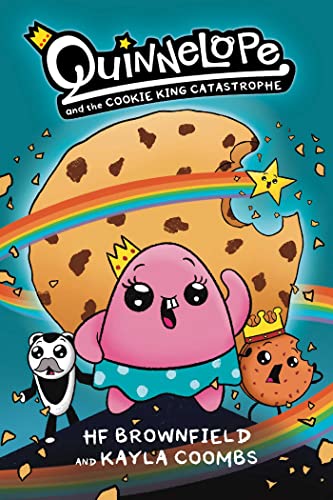 Book cover: pink character with a crown, a cookie, and a rainbow.