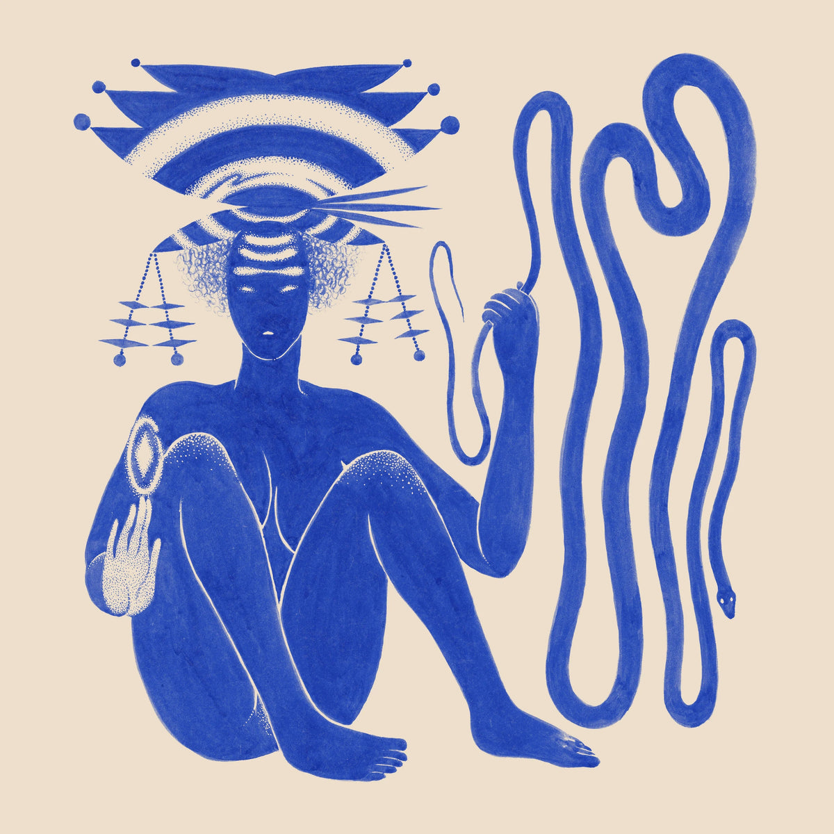 Hiatus Kaiyote CD case with blue illustrated figure and abstract shapes.