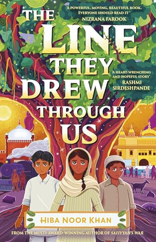 Book cover: children stand before a divided landscape with golden buildings.