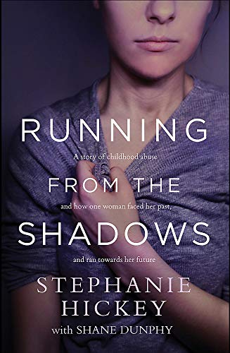 Book cover featuring a woman’s face and the title “Running From The Shadows.”