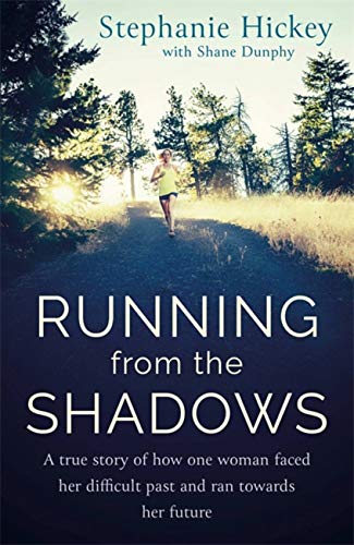 Book cover: woman running on a road towards sunlight and trees.