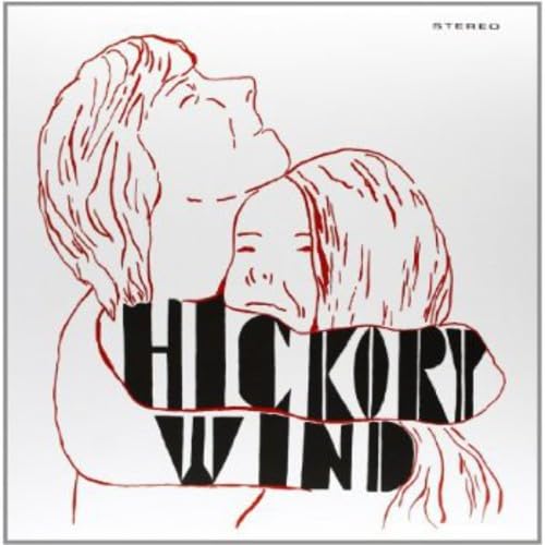 Red line drawing of two figures embracing, with "Hickory Wind" text.