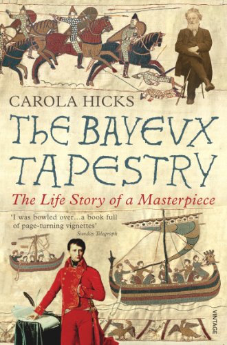 Book cover featuring Bayeux Tapestry illustrations, Napoleon, and a man in a Victorian suit.