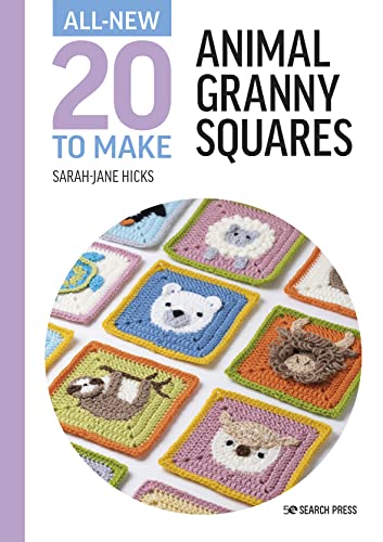 Book cover titled Animal Granny Squares showing various crocheted animal squares on white background.