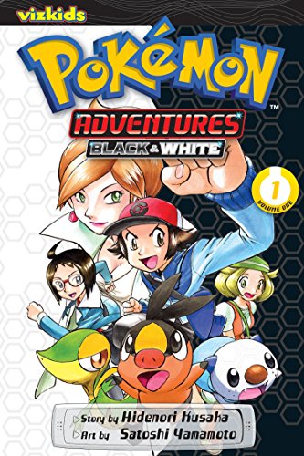 Cover of Pokémon Adventures Black & White Volume 1 manga, featuring characters.