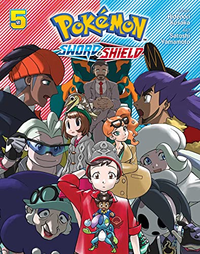 Pokémon Sword & Shield volume 5 manga cover with characters and Pokémon.