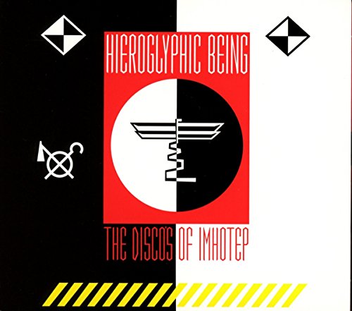 Album cover with black, white, and red geometric design and hieroglyphic symbol.