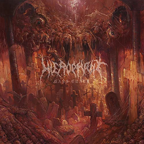 Album cover: grotesque, dark imagery of a graveyard and monstrous figure.
