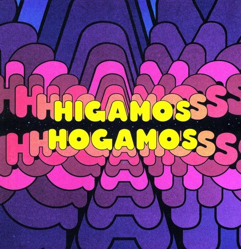 Album cover with repeating pink and purple wavy text: "Higamos Hogamos.