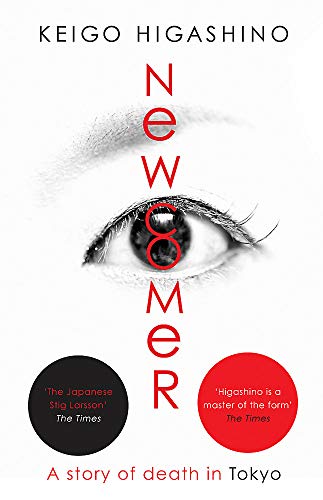 Book cover: close-up of an eye with red text spelling "Newcomer.