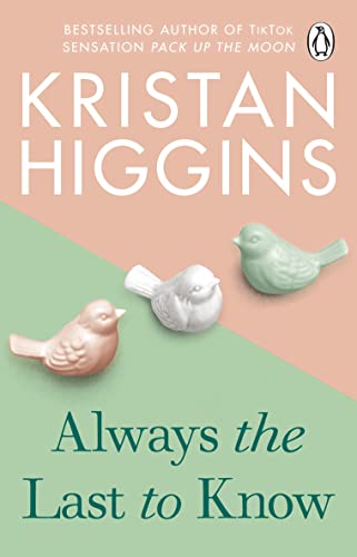 Book cover with author name, title, and three small ceramic birds.