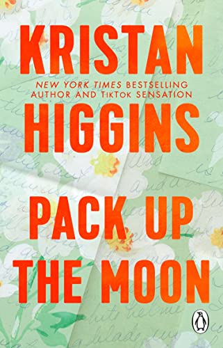 Book cover with floral background and large red title: “Pack Up The Moon”.