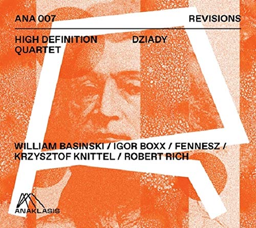 CD cover for "High Definition Quartet - Revisions" featuring a portrait.