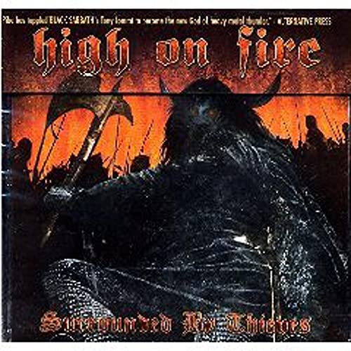 CD cover for High On Fire’s “Surrounded By Thieves” with a dark, fantasy illustration.