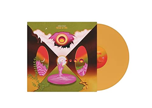 Vinyl record with surrealist album art featuring an eye and melting shapes.