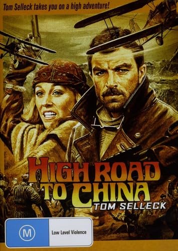 DVD cover for "High Road to China" featuring Tom Selleck and a biplane.