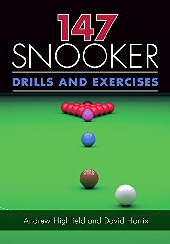 Book cover titled 147 Snooker Drills and Exercises featuring snooker balls on a green table.