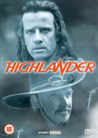 Highlander" DVD cover featuring Christopher Lambert and a ghostly figure.