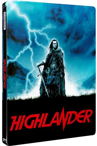 Steelbook Blu-ray case for Highlander, featuring a warrior with a sword.