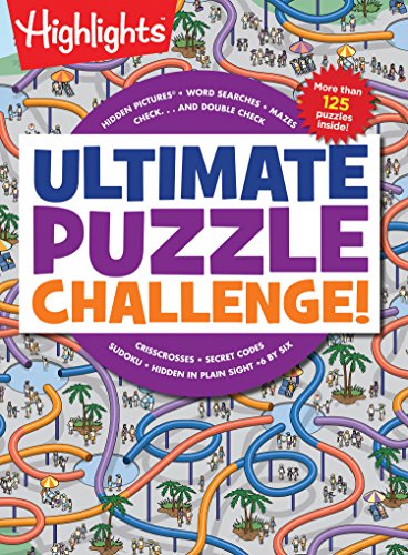 Colorful puzzle book cover with “Ultimate Puzzle Challenge!” title and maze design.