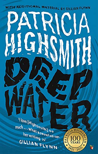 Book cover for “Deep Water” by Patricia Highsmith, blue and white design.