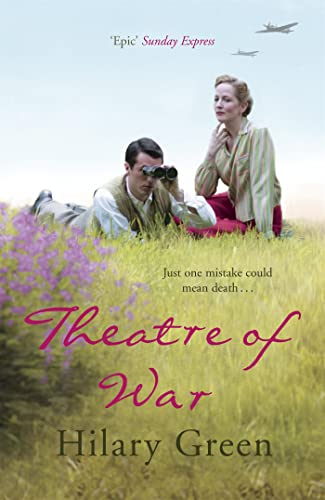 Book cover: couple in field, looking through binoculars, airplane above.
