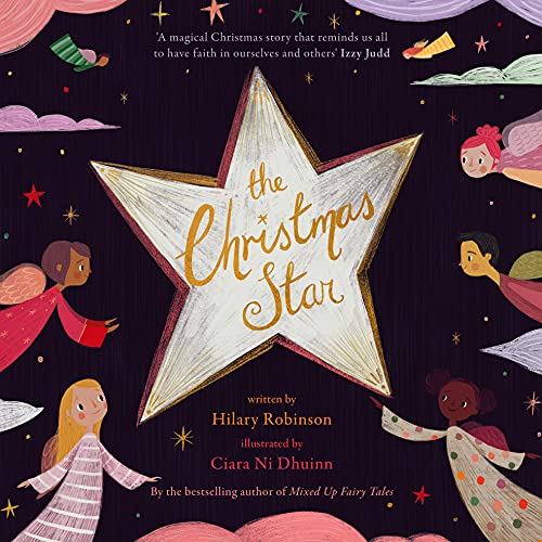 Book cover: large golden star with children and angels illustrated.