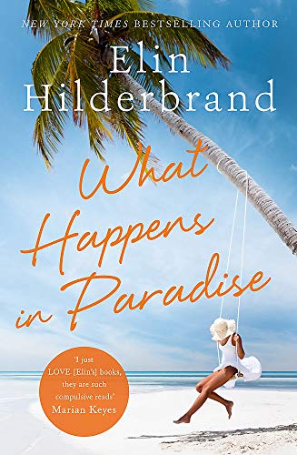 Book cover with palm tree, beach, and woman on a rope swing.