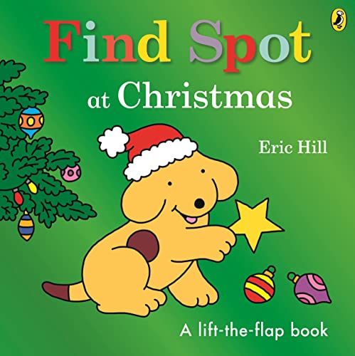 Yellow dog Spot wearing a Santa hat, with Christmas decorations.