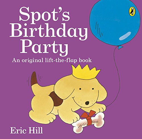 Cover of "Spot's Birthday Party" book, featuring a puppy with a bone.