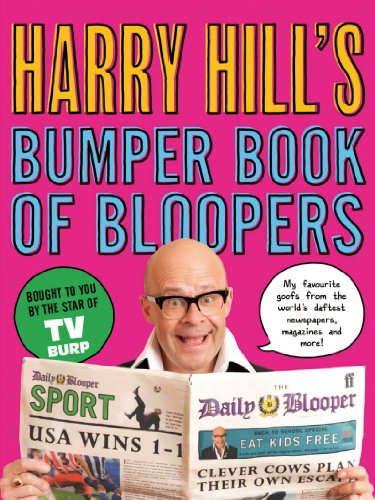 Book cover with Harry Hill holding a newspaper against a bright pink background.