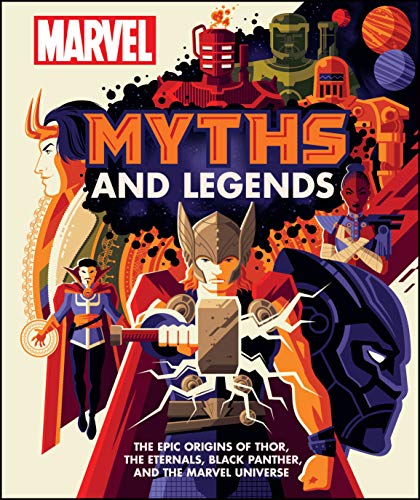 Book cover featuring Marvel characters Thor, Doctor Strange, Black Panther, and the Eternals.