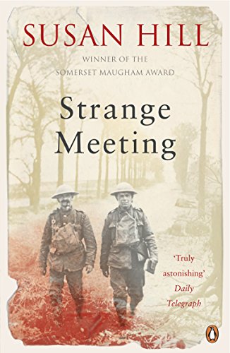 Book cover of Strange Meeting by Susan Hill featuring two soldiers in a landscape.