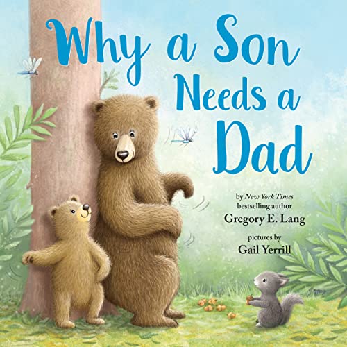 Book cover with a large bear and cub leaning against a tree.